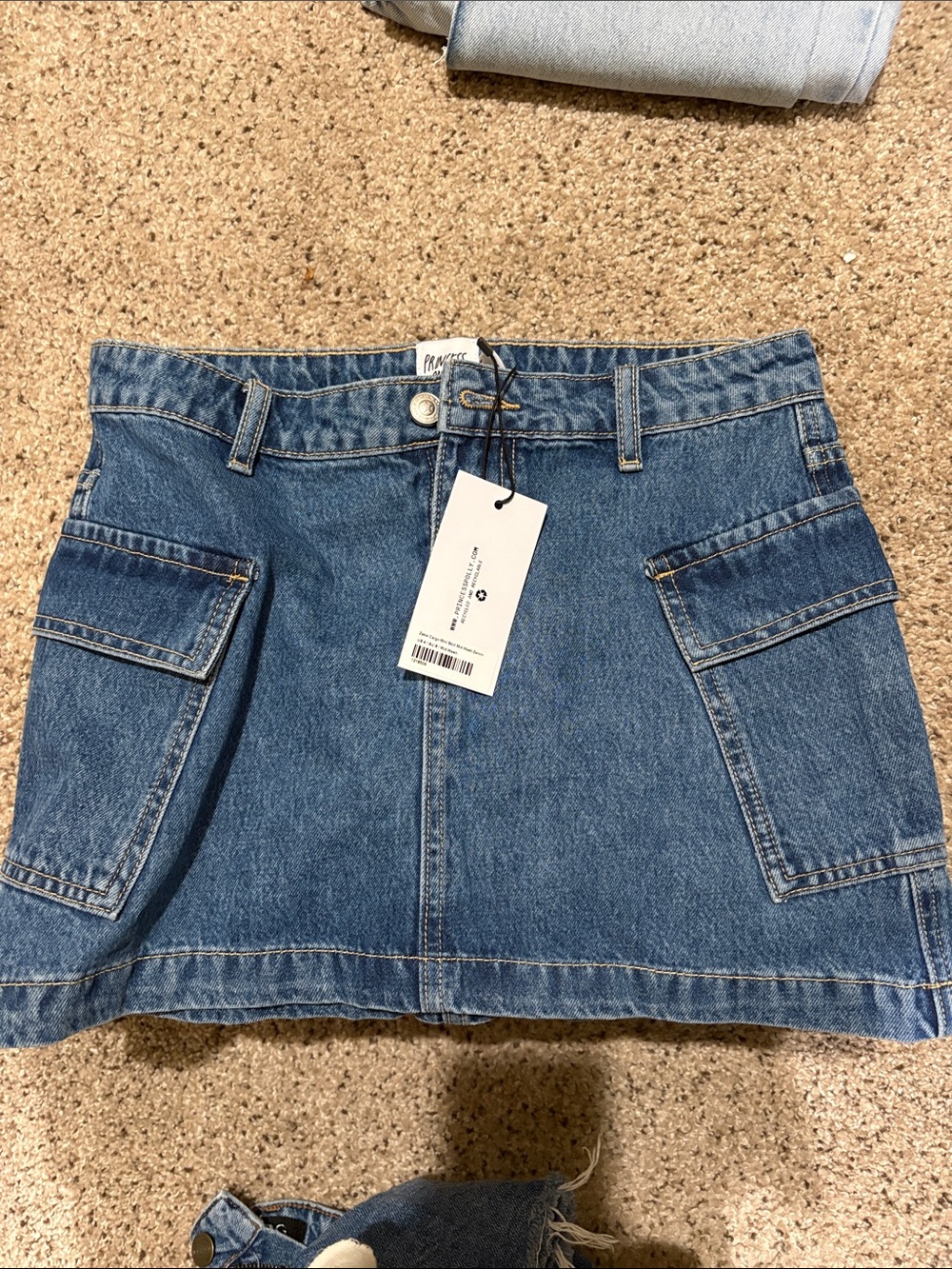 Princess Polly Blue Denim Cargo Mini Skirt